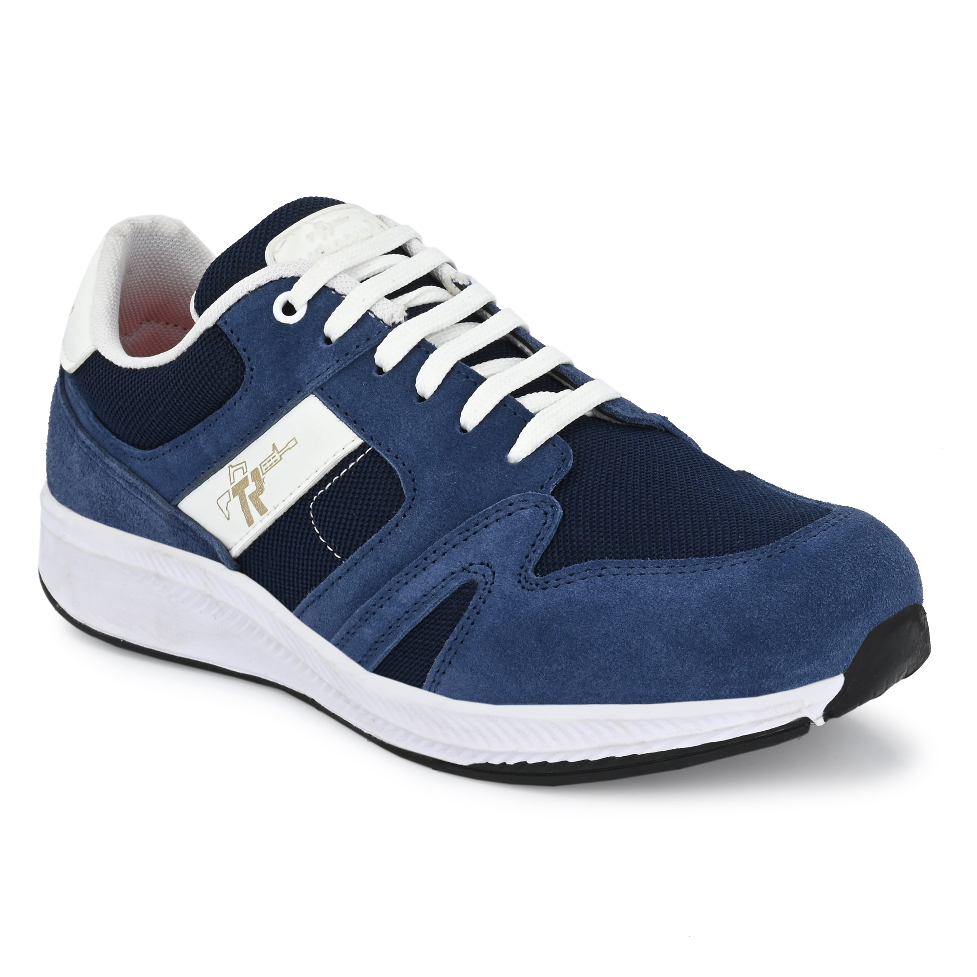 Men's Suede Leather Afterburn 4.0 Memory-Foam Lace-up Sneaker Sneakers For Men  (Navy)