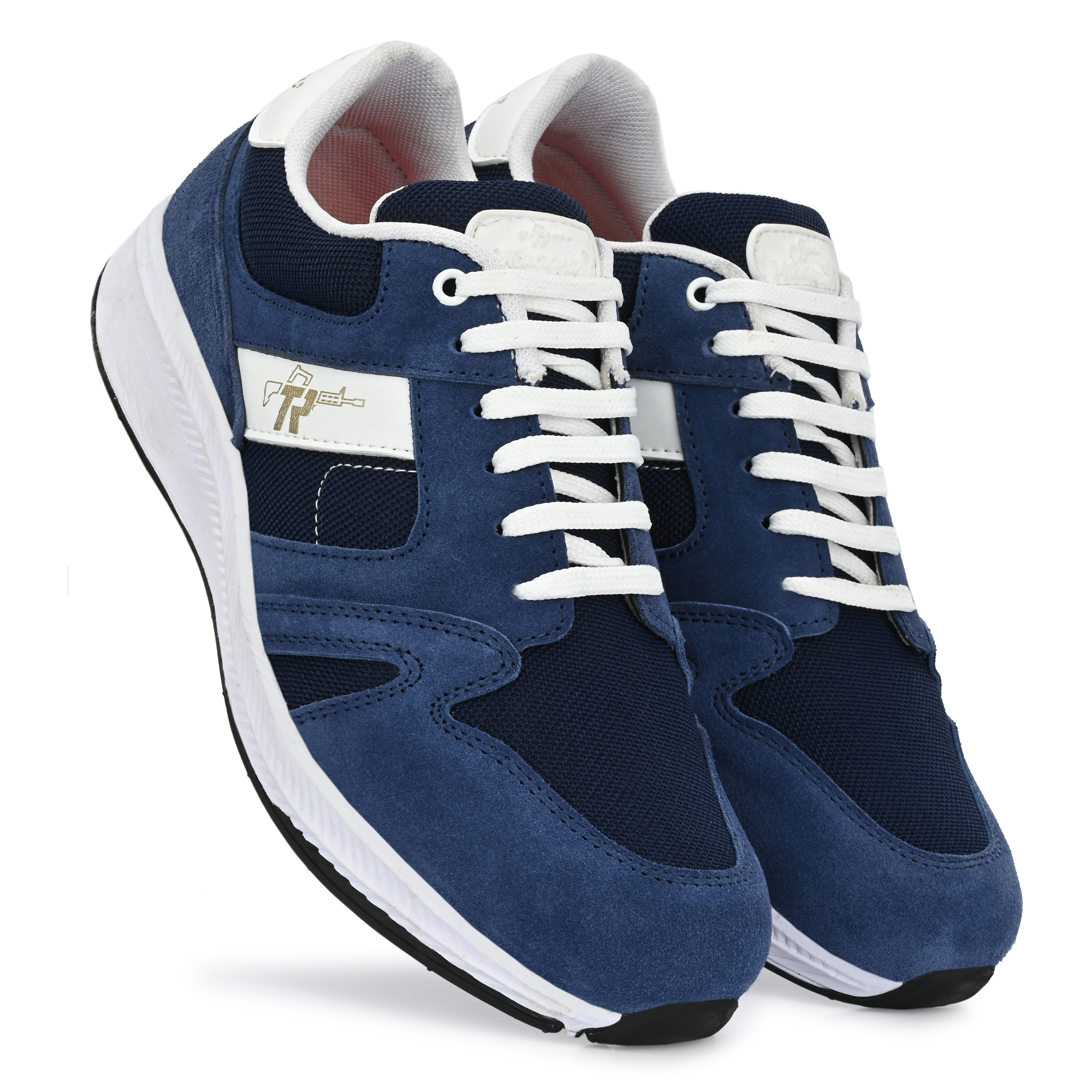 Men's Suede Leather Afterburn 4.0 Memory-Foam Lace-up Sneaker Sneakers For Men  (Navy)