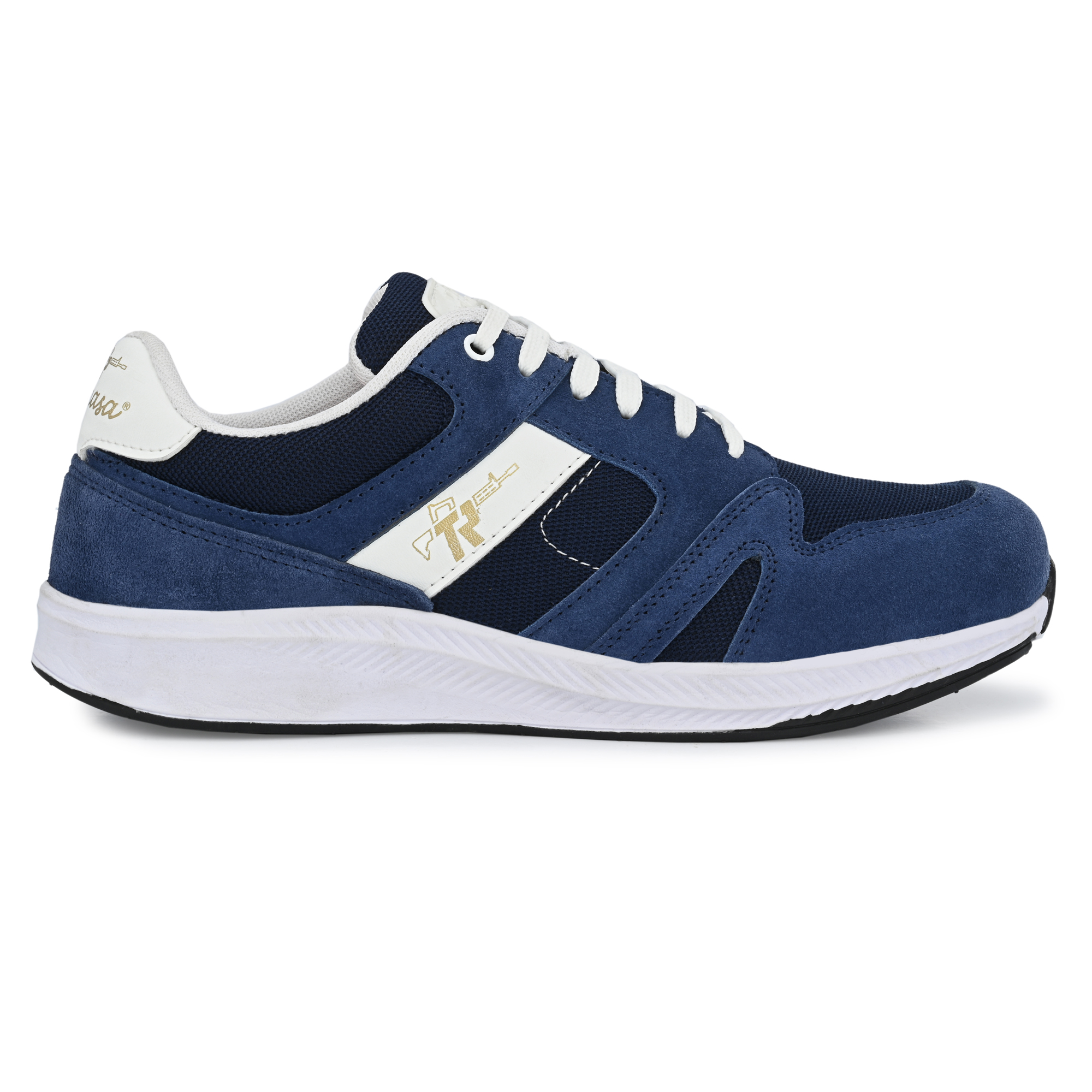 Men's Suede Leather Afterburn 4.0 Memory-Foam Lace-up Sneaker Sneakers For Men  (Navy)