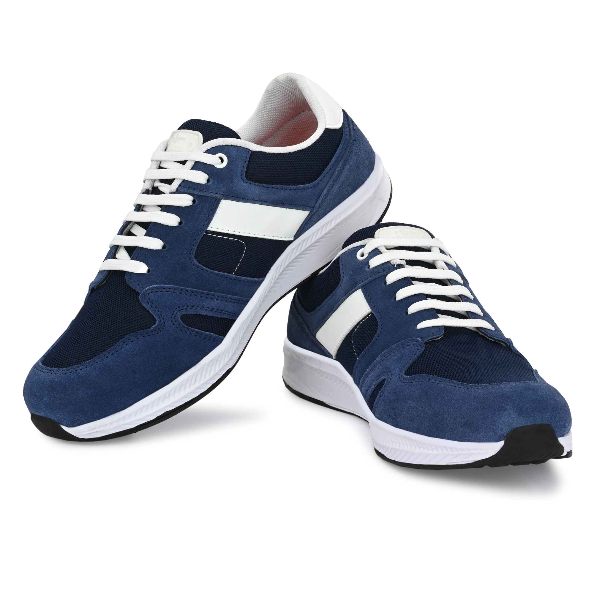 Men's Suede Leather Afterburn 4.0 Memory-Foam Lace-up Sneaker Sneakers For Men  (Navy)