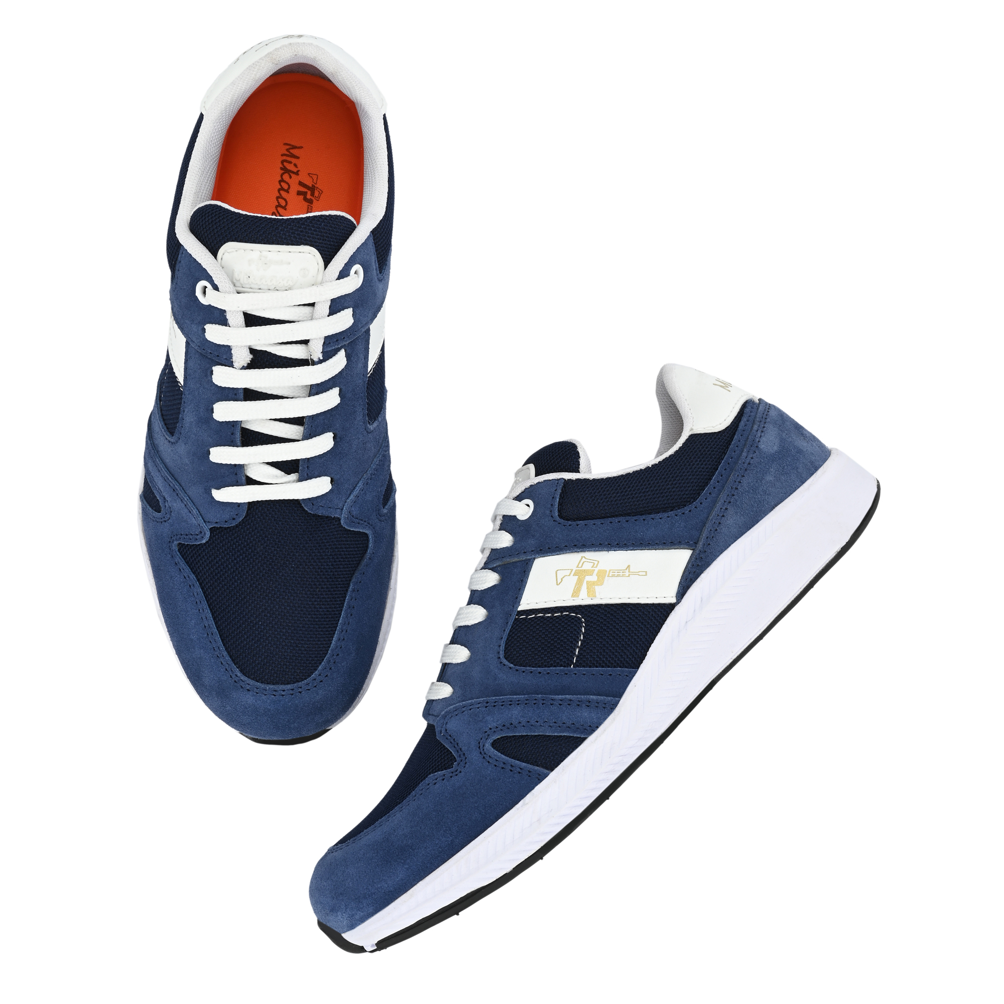 Men's Suede Leather Afterburn 4.0 Memory-Foam Lace-up Sneaker Sneakers For Men  (Navy)