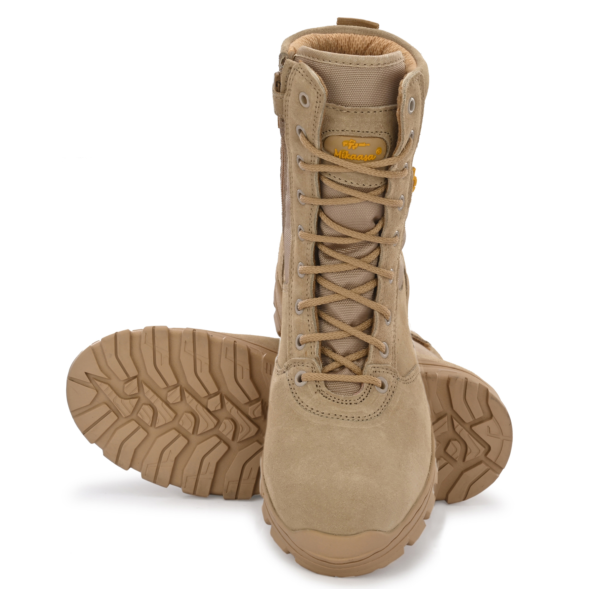 Mikaasa Rafale 8.0 Side Zip Military and Tactical Boots For Men (Beige)